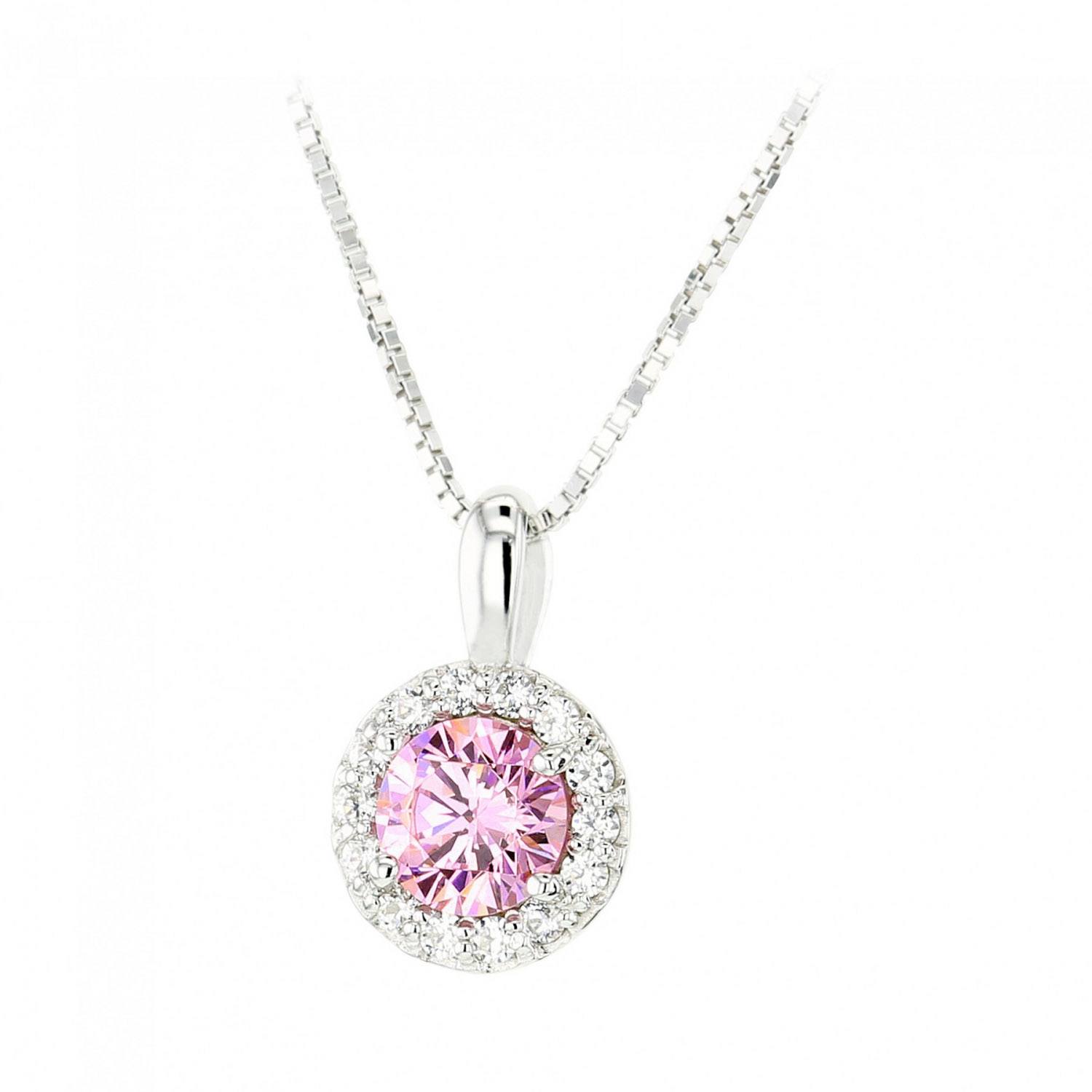 Colgante Diamonfire piedra rosa y circonitas blancas Maistendencia