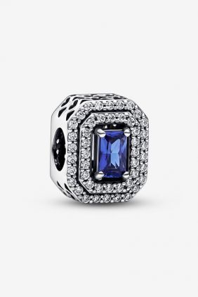 Pandora Charm Rectangulo Azul Nivelado Brillante