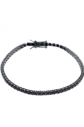 Pulsera Salvatore Riviere plata circonitas negras 16 CM