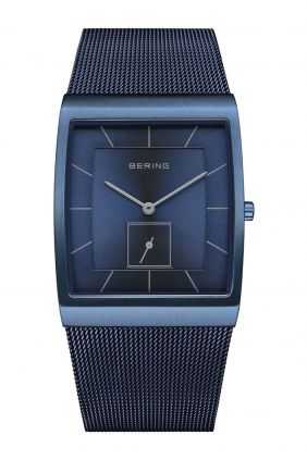 Reloj de hombre con esfera azul tornasolada y brazalete azul