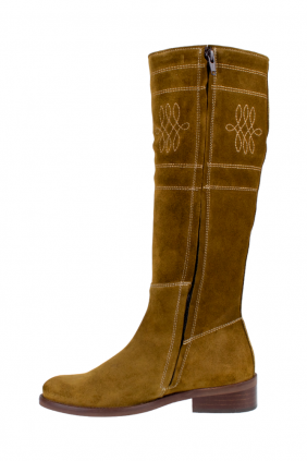 Bota Alta Con Cremallera y Bordados, Dakota Boots B12