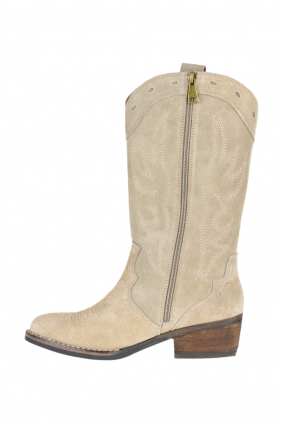 Bota Campera, Serraje, Bordados, Cremallera, Top3 23870