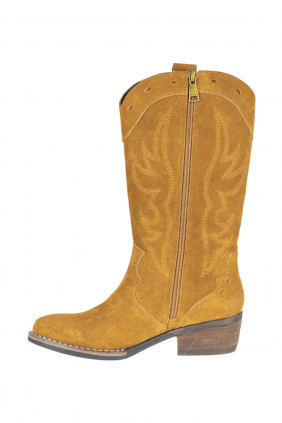 Bota Campera, Serraje, Bordados, Cremallera, Top3 23870
