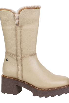 botas altas beige mujer con suela track y cremallera- Kaola 9325