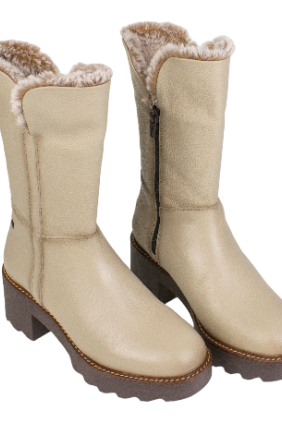 botas altas beige mujer con suela track y cremallera- Kaola 9325