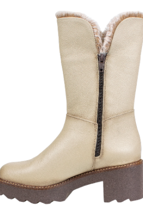 botas altas beige mujer con suela track y cremallera- Kaola 9325
