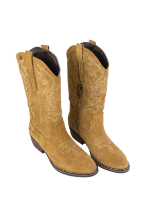 Botas Cowboy Mujer Beige en Piel - Top3 SS24727