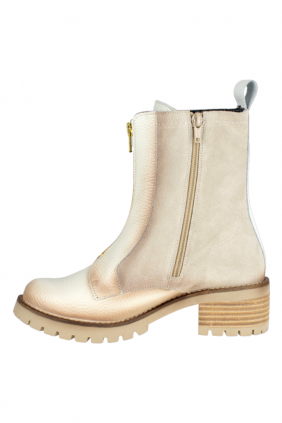 Botin Mujer de Piel-Seraje Impermeable Cremallera Frontal KMN F-3001