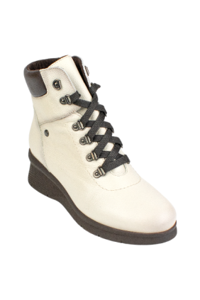 Botines cuña mujer en piel color beige Kaola 7613