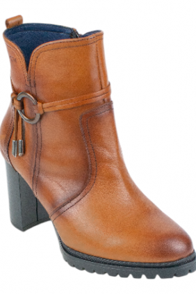 Botines de Tacón en Piel con Cremallera y Plantilla Extraíble - Baerchi 40400