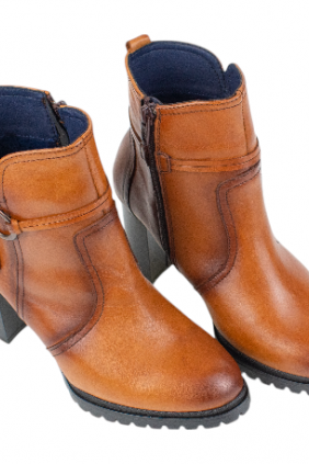Botines de Tacón en Piel con Cremallera y Plantilla Extraíble - Baerchi 40400