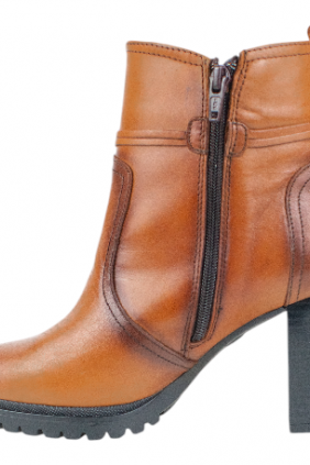 Botines de Tacón en Piel con Cremallera y Plantilla Extraíble - Baerchi 40400
