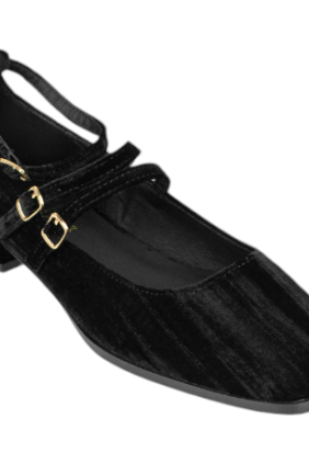 Merceditas Mujer Terciopelo y Piel con Hebillas Top3 SA24683