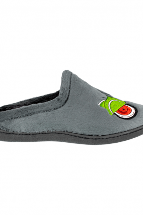 Pantuflas para Hombre Invierno Abiertas Gris Estampado Moto Plumaflex 12227