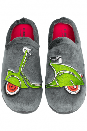 Pantuflas para Hombre Invierno Abiertas Gris Estampado Moto Plumaflex 12227