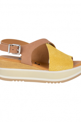 Sandalia de Piel, Plataforma, Combinada, KMN, F-1070