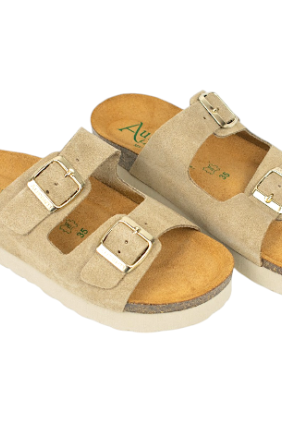 Sandalias 2 hebillas Mujer en piel - Autenti 11097