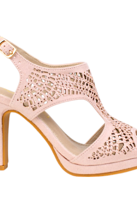 Sandalias de Fiesta con Tacón Alto y Plataforma en Rosa Palo - Prestigio C431