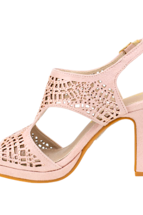 Sandalias de Fiesta con Tacón Alto y Plataforma en Rosa Palo - Prestigio C431