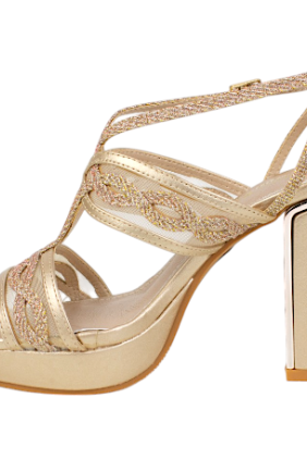 Sandalias de Fiesta con Tacón Ancho y Plantilla de Piel - Prestigio C-542