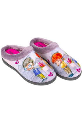 Zapatilla Casa Mujer Invierno Abierta Enamorados Plumaflex 12213