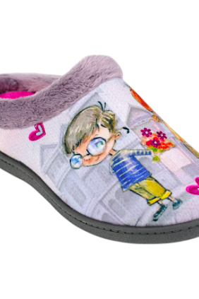 Zapatilla Casa Mujer Invierno Abierta Enamorados Plumaflex 12213