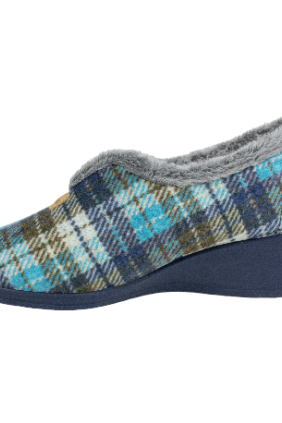 Zapatilla Casa Mujer Invierno Cerrada Cuadros Cuña Media J.Ortega 1843