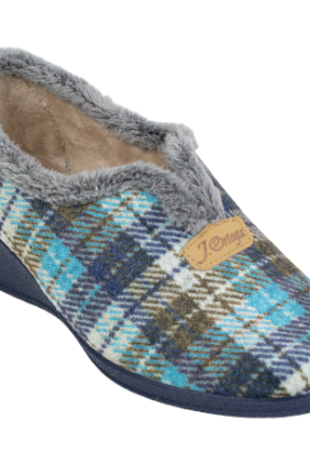 Zapatilla Casa Mujer Invierno Cerrada Cuadros Cuña Media J.Ortega 1843