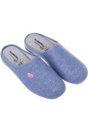 Comprar online Zapatilla descalza piso fino Plumaflex Azul y rosa hoja 