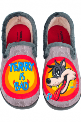 Zapatillas de Estar por Casa Invierno Cerradas Gris Estampado Terry Plumaflex 12228