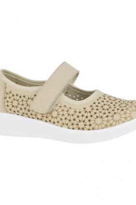 Zapato Doctor Cutillas estilo Mercedita Troquelada Mujer Verano Beis Plantilla Extraible 38470