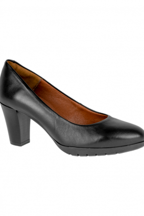 Zapato Salon Negro en Piel Piso Grueso Desiree FOUR8 Talla 42