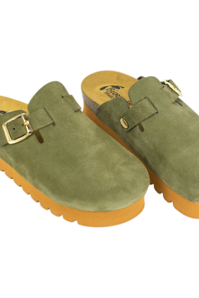 Zuecos plataforma en piel serraje de Mujer - Biocomfort HOM-002