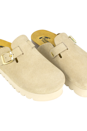 Zuecos plataforma en piel serraje de Mujer - Biocomfort HOM-002