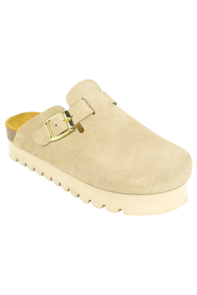 Zuecos plataforma en piel serraje de Mujer - Biocomfort